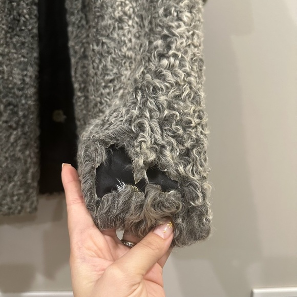 Gray Teddy/Lambs Jacket/Coat with Cozy Texture and Classic Silhouette. - Picture 9 of 16